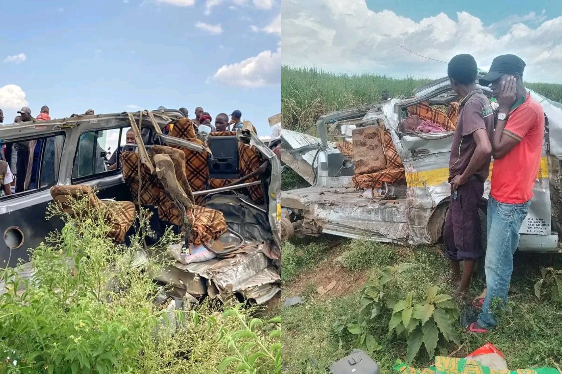 Photocollage of a matatu involved in an accident in Londiani.